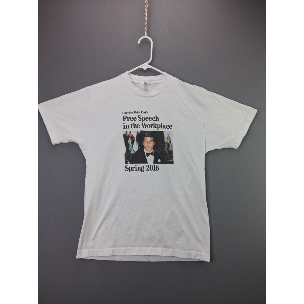 Los Angeles Apparel T-Shirt Free Speech Workplace Keith Fink M White Graphic Tee